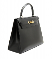 Hermès Kelly 28 Black Box Bag