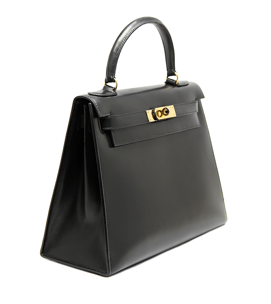 Hermès Kelly 28 Black Box Bag