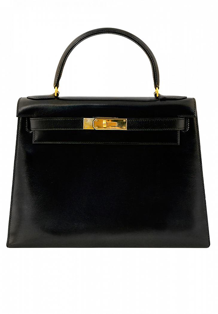 Hermès Kelly 28 Black Box Bag