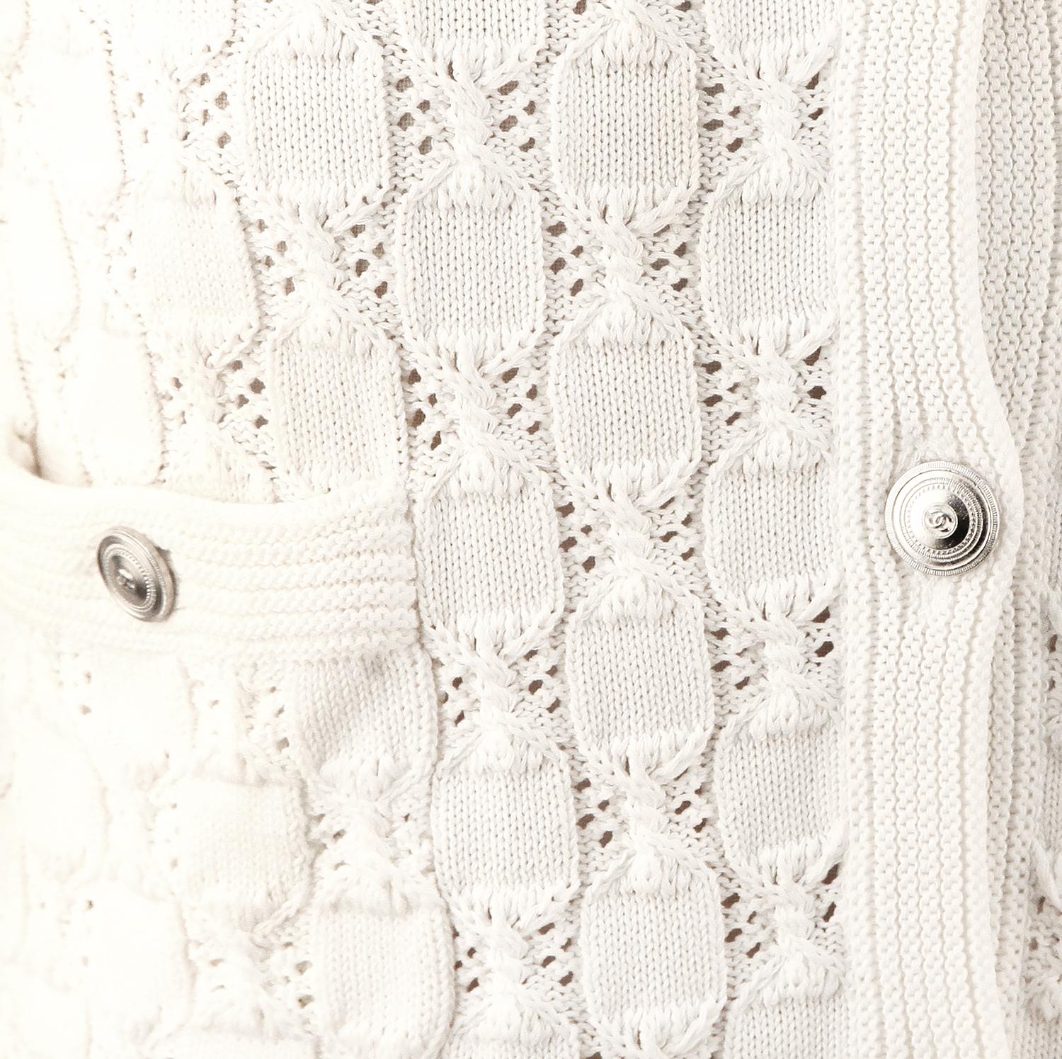 Chanel White Cotton Cardigan