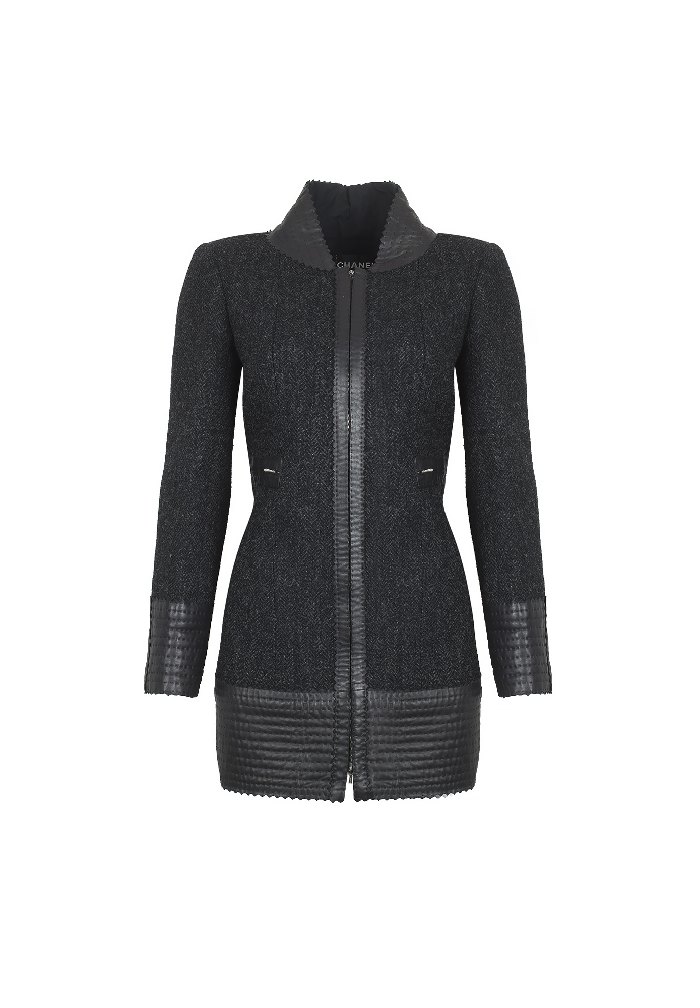 Chanel Leather Inserts Long Jacket 