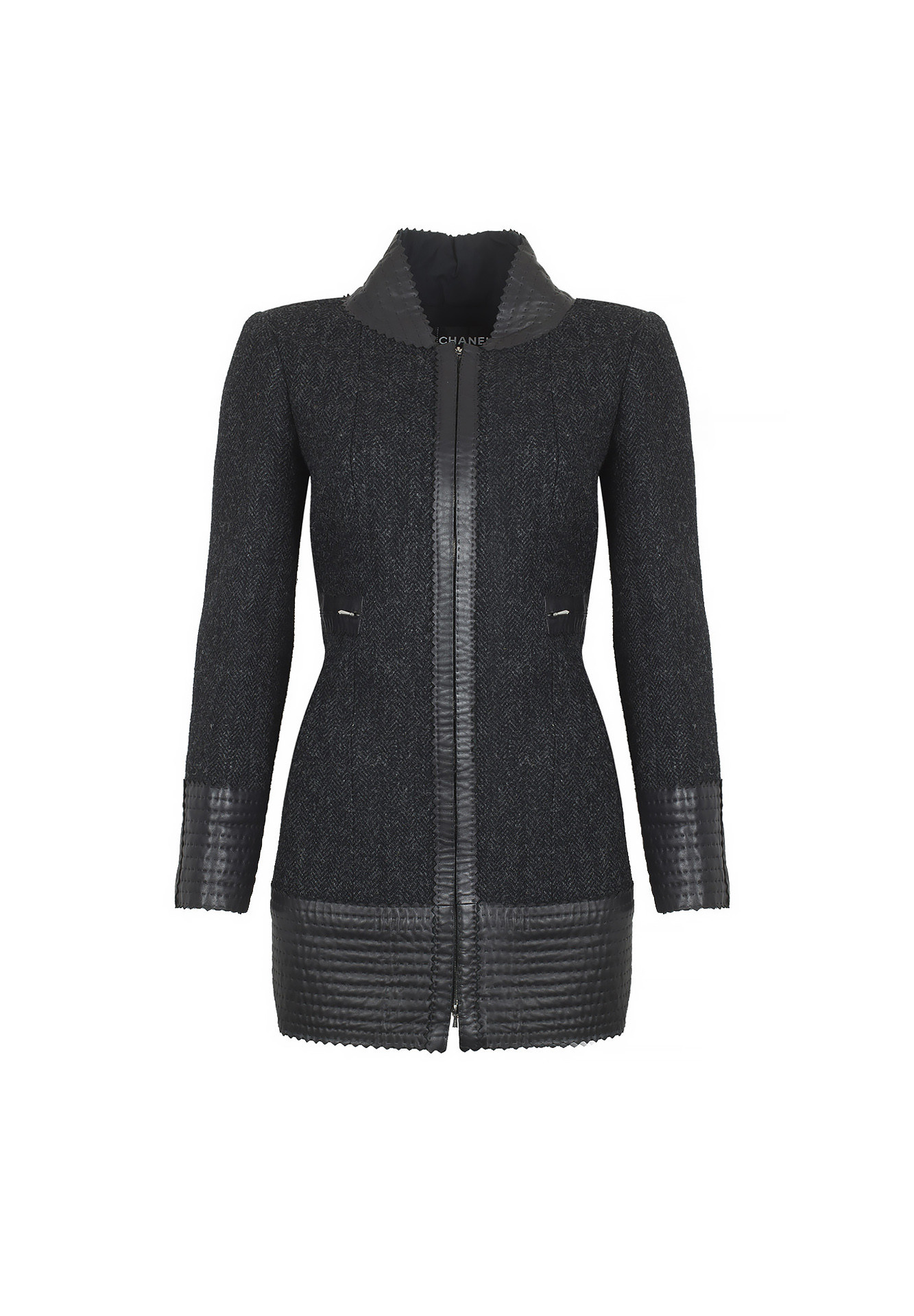 Chanel Leather Inserts Long Jacket 