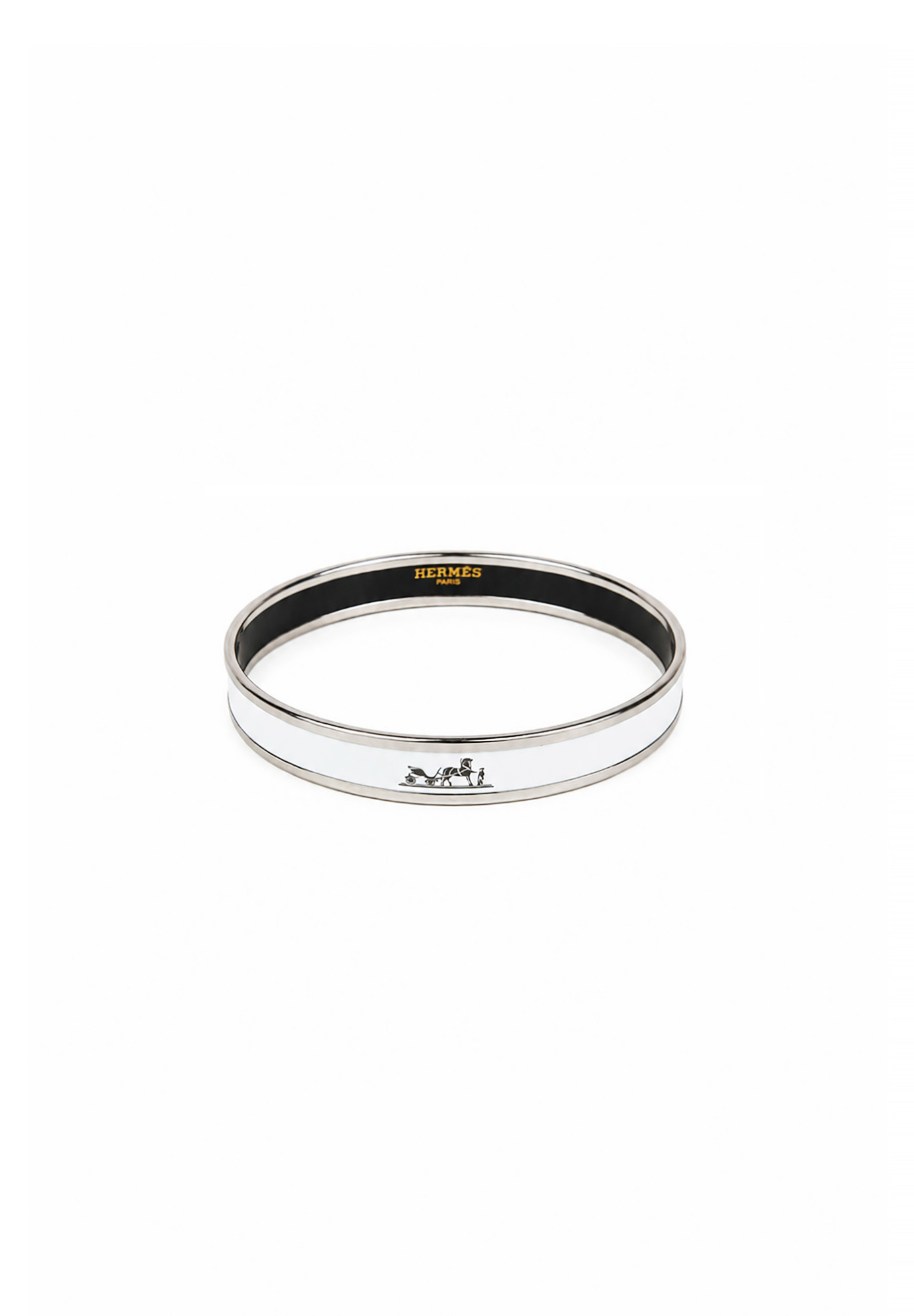 Hermès Calèche White Enamel Bracelet