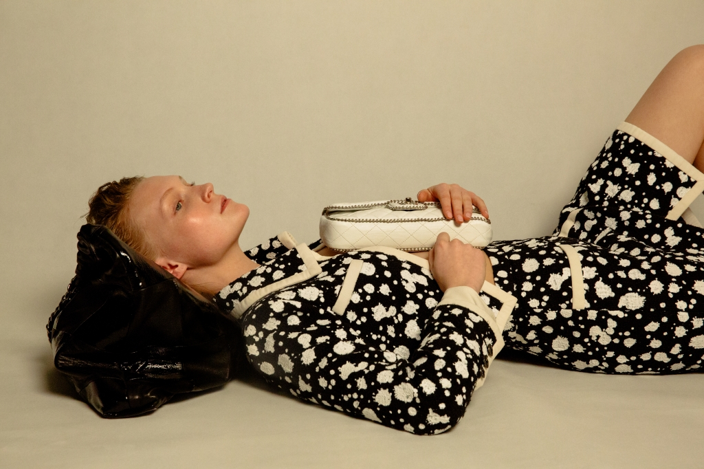 Chanel Black And White Spotted Tweed Suit