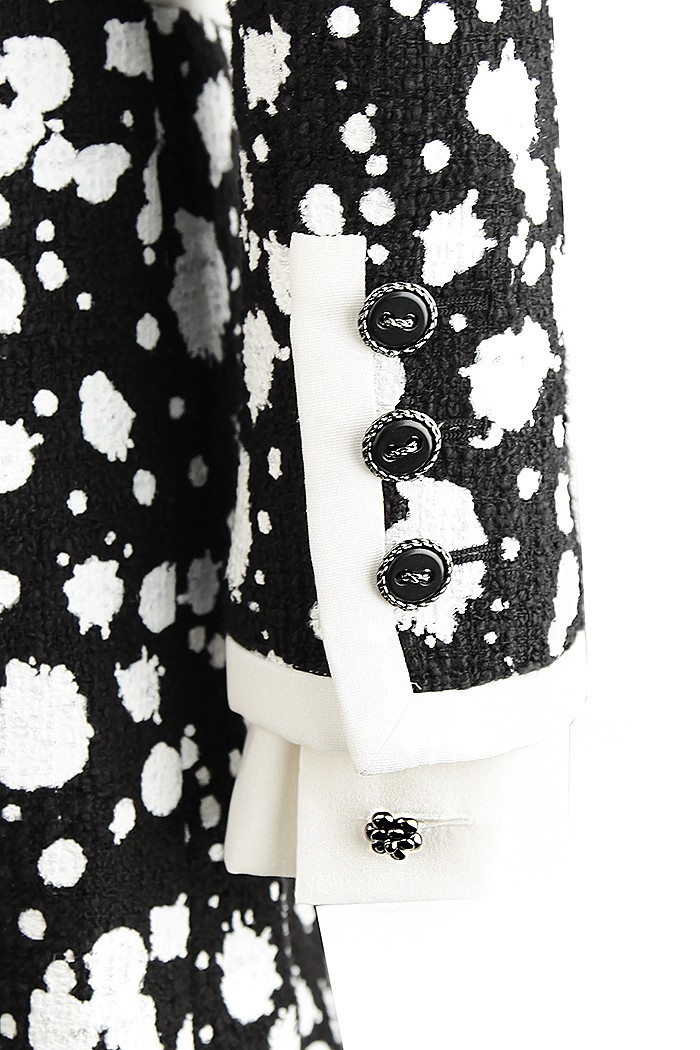 Chanel Black And White Spotted Tweed Suit
