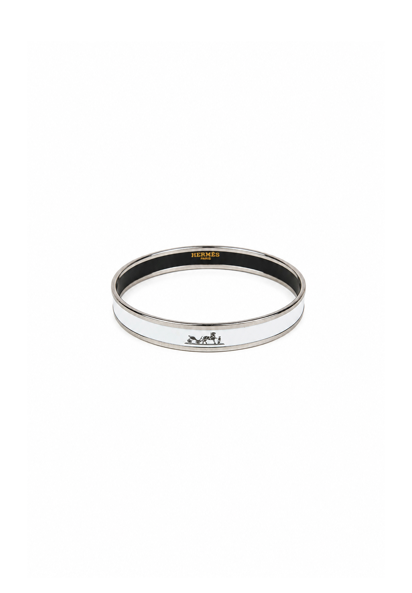 Hermès Calèche White Enamel Bracelet