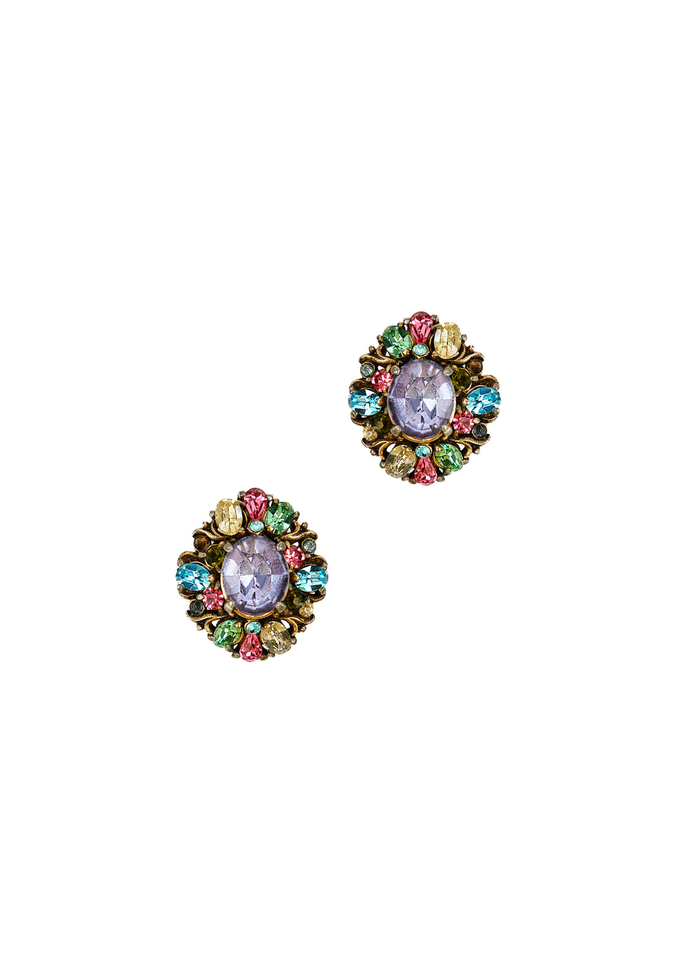 Hollycraft Vintage Crystals Clip-On Earrings