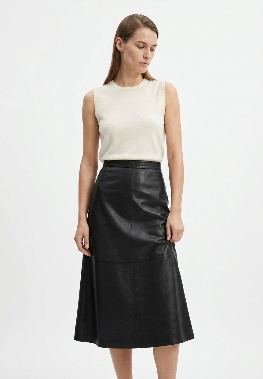 Valentino Black Leather Skirt
