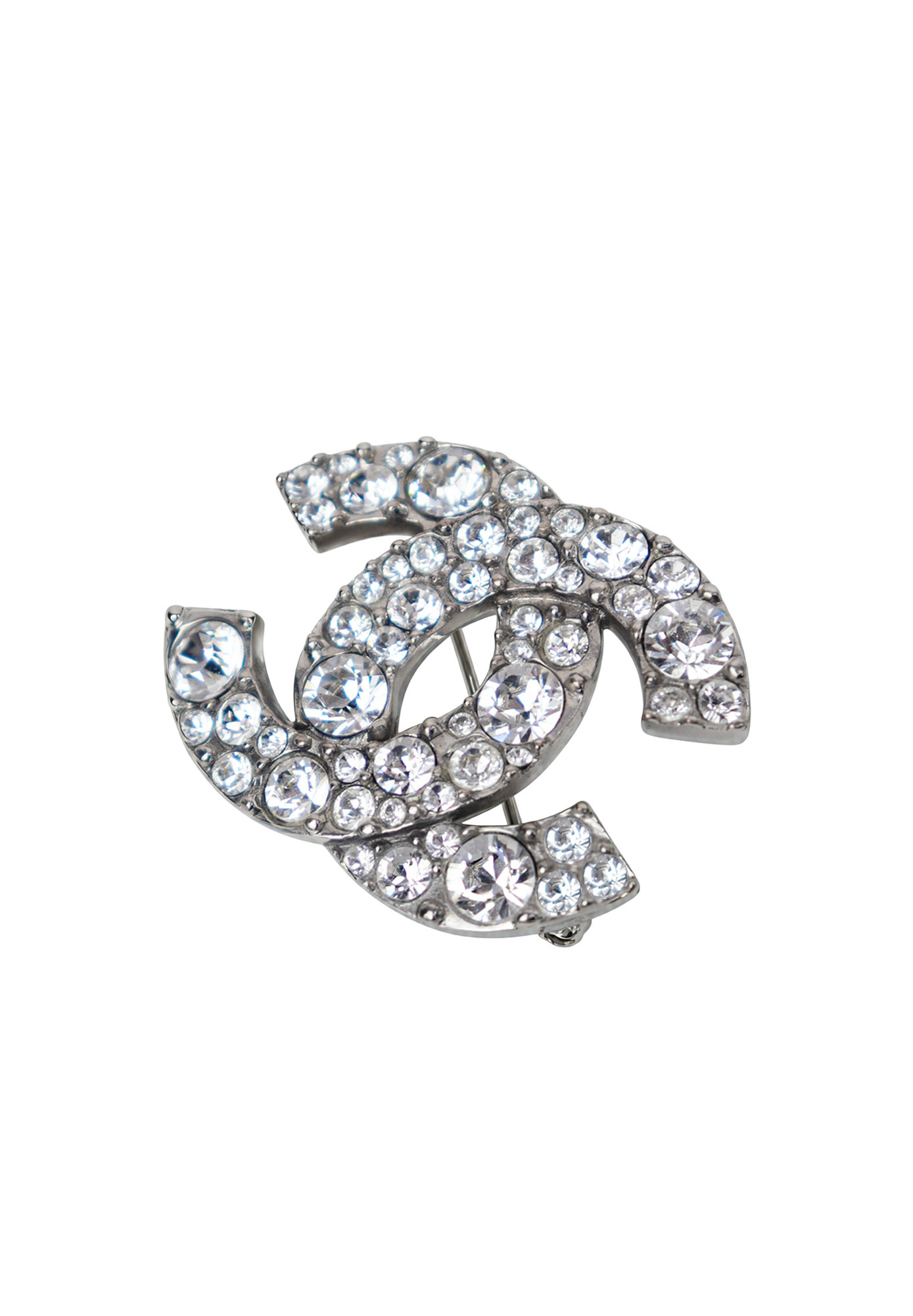 Chanel Logo Brooch with Crystals