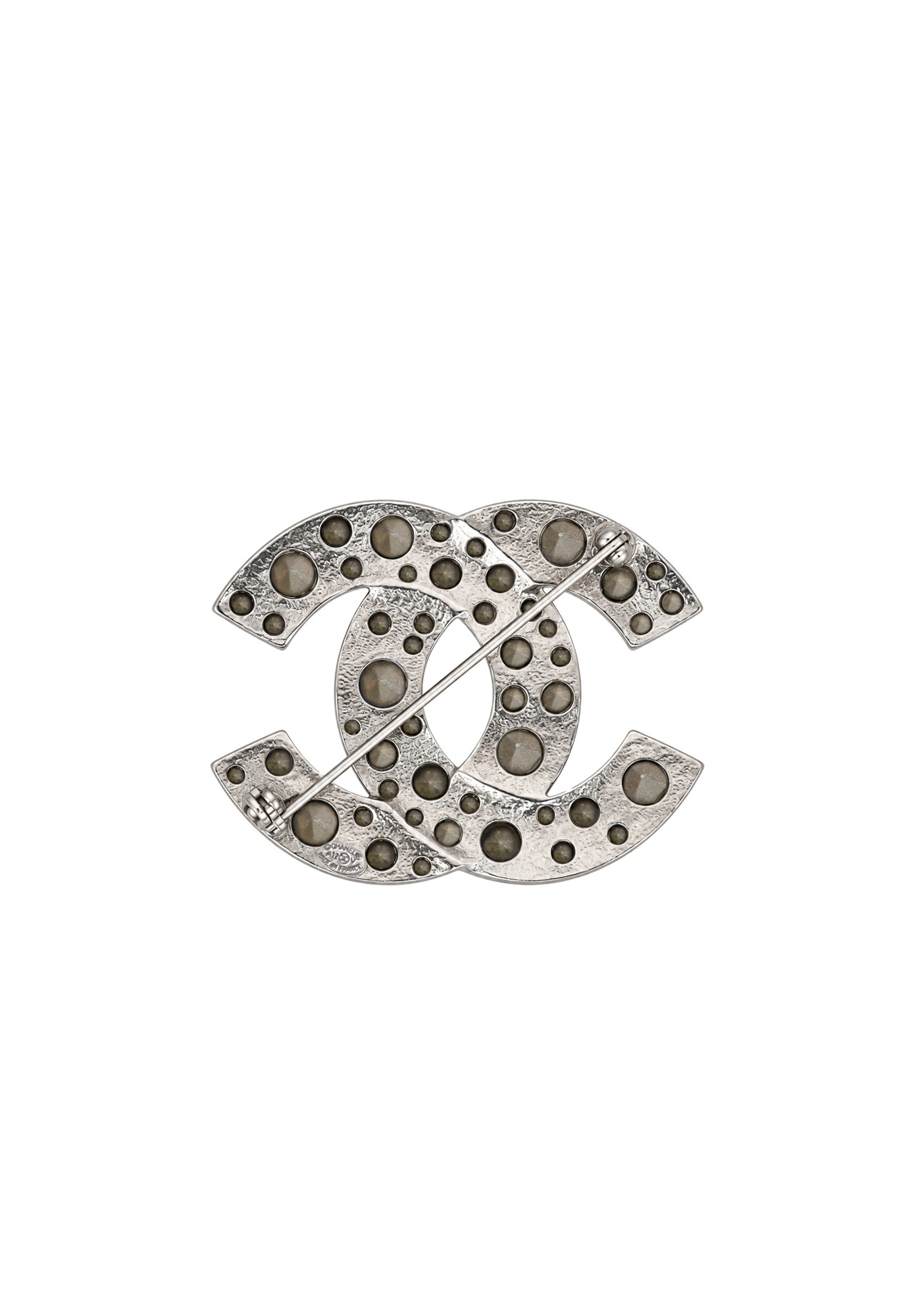 Chanel Logo Brooch with Crystals