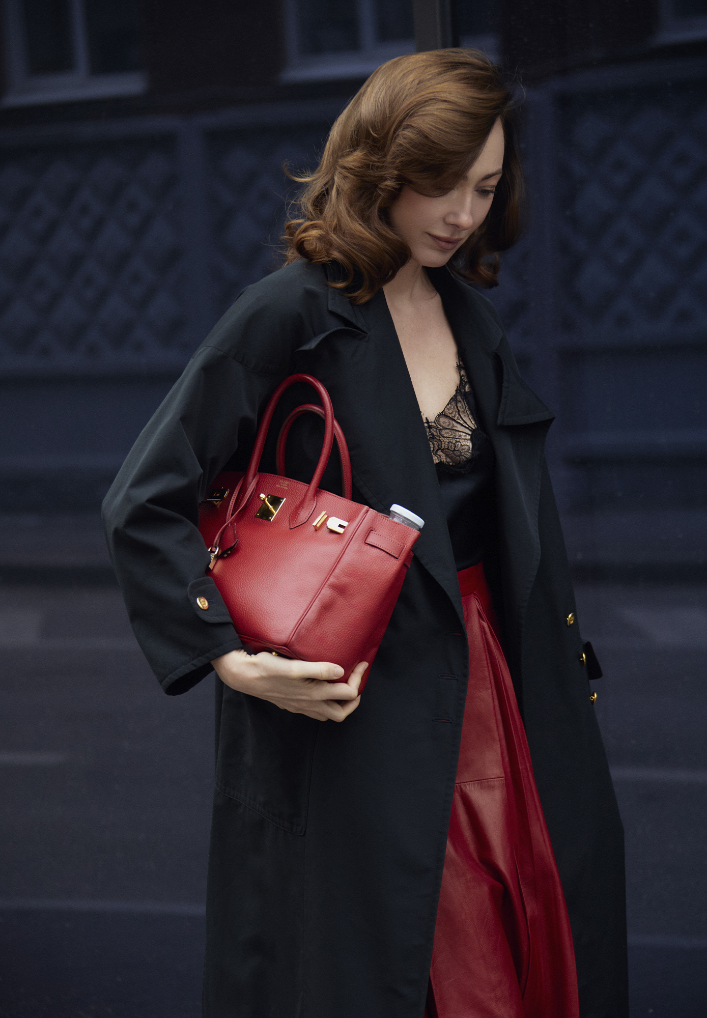 Gucci Leather Pleated Skirt