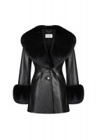 Jean-Claude Jitrois Leather Coat with Fur Trim