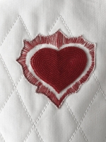 Christian Dior White Cotton Quilted Heart Applique Dress