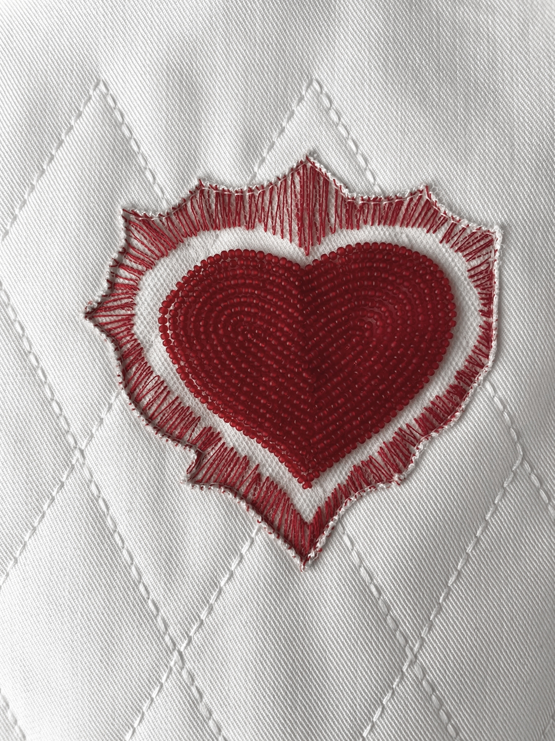 Christian Dior White Cotton Quilted Heart Applique Dress