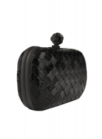 Bottega Veneta Black Python Knot Clutch