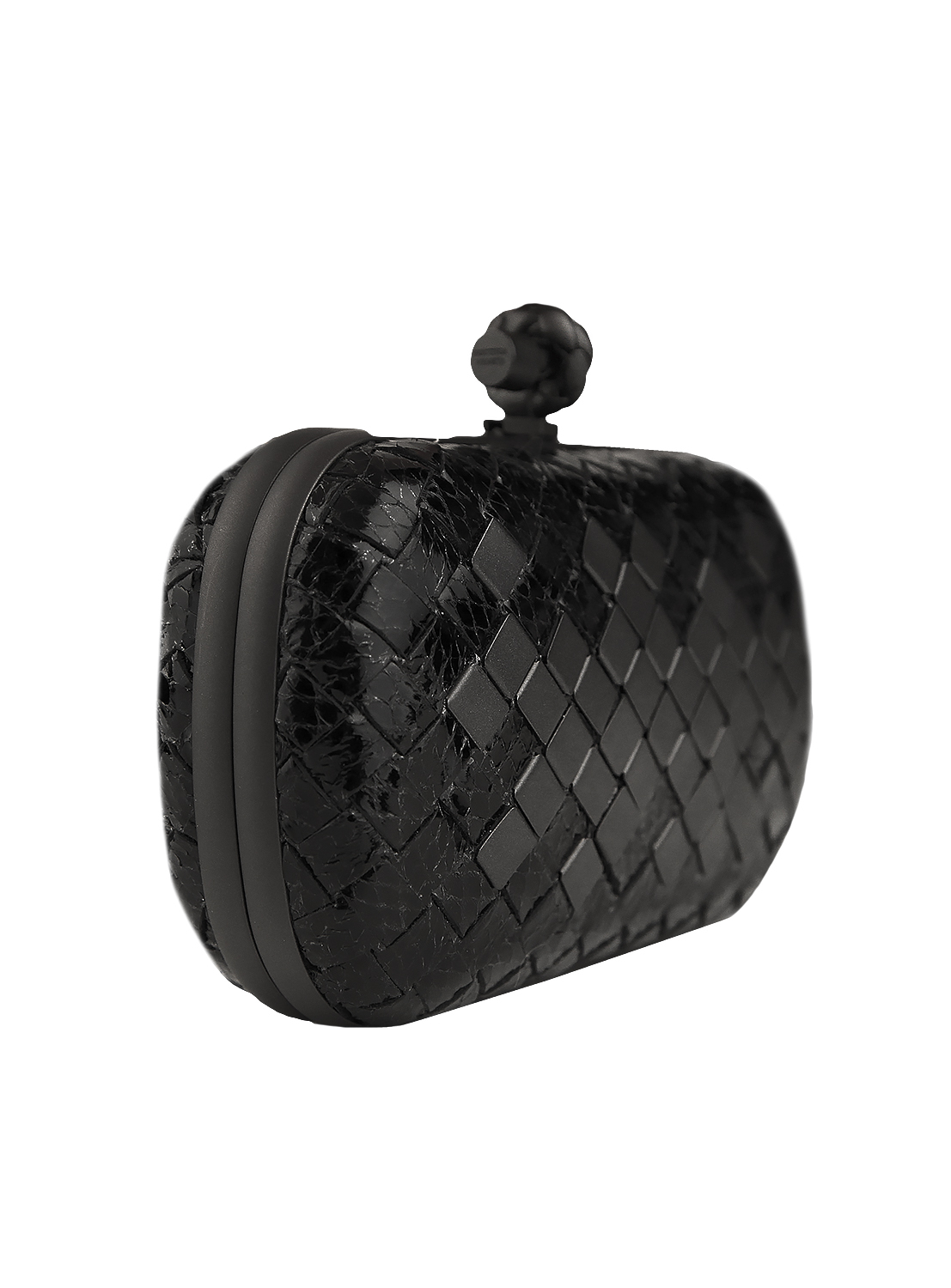 Bottega Veneta Black Python Knot Clutch