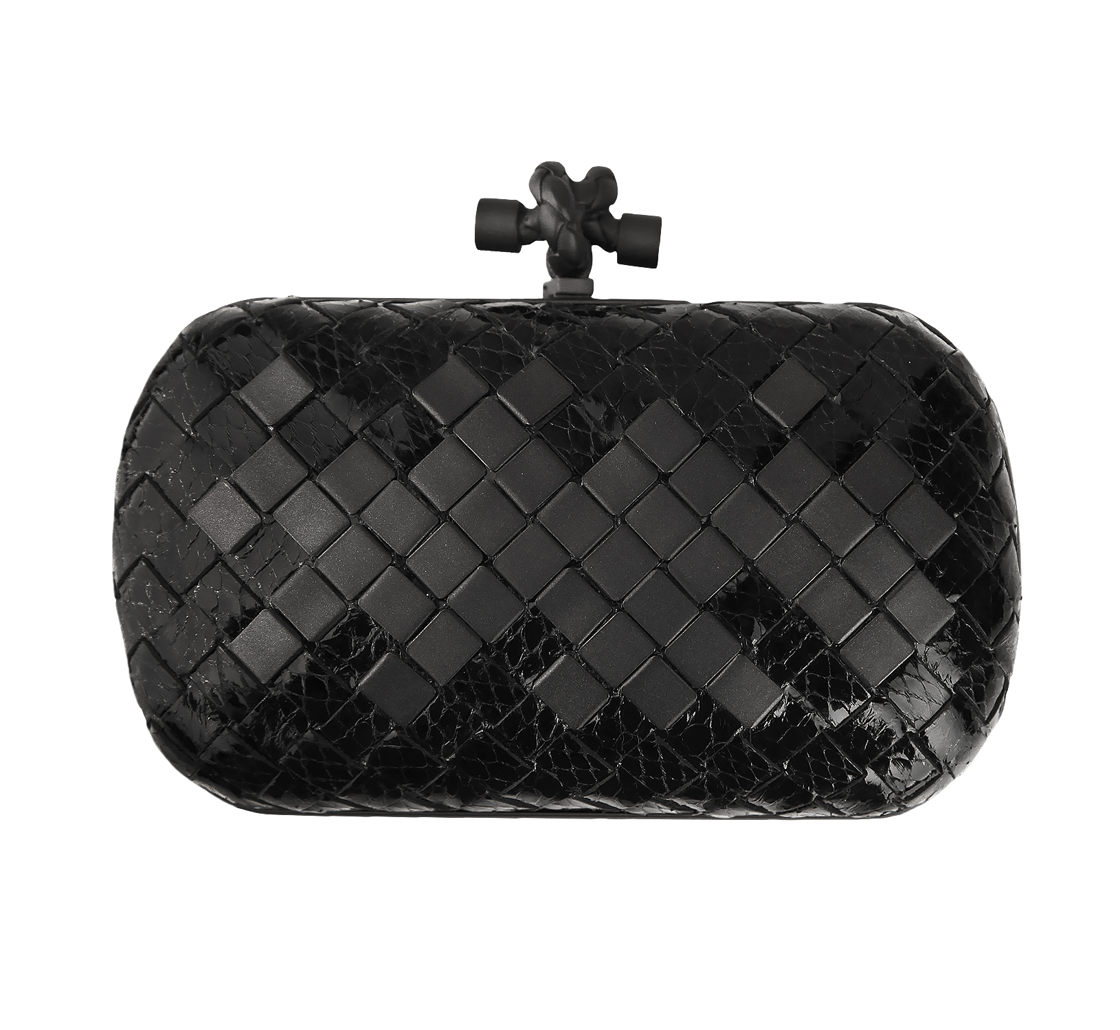 Bottega Veneta Black Python Knot Clutch