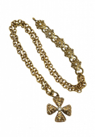 Chanel Cross Charm and Gripoix Crystals Necklace