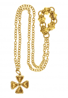 Chanel Cross Charm and Gripoix Crystals Necklace