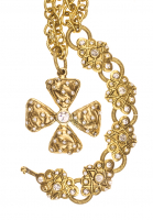 Chanel Cross Charm and Gripoix Crystals Necklace
