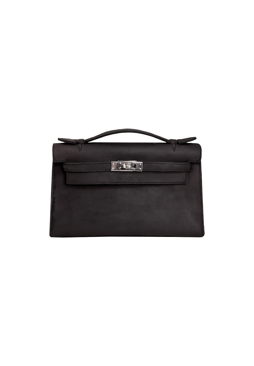 Hermès Kelly Pochette Black Doblis Suede Bag