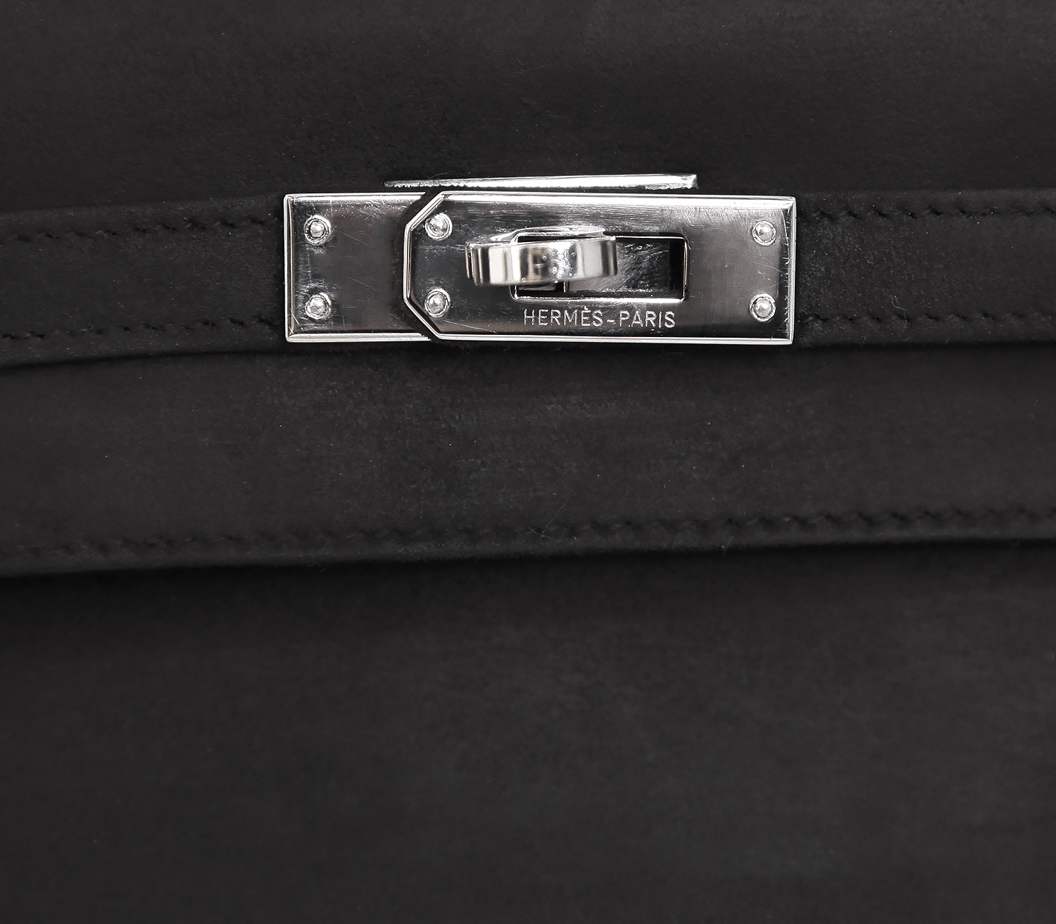 Hermès Kelly Pochette Black Doblis Suede Bag
