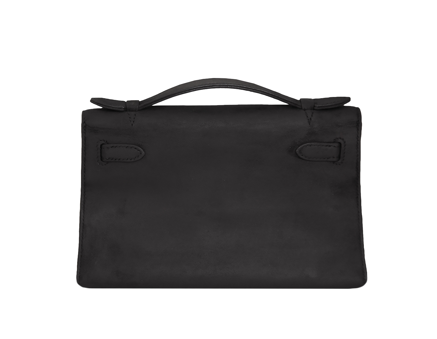 Hermès Kelly Pochette Black Doblis Suede Bag