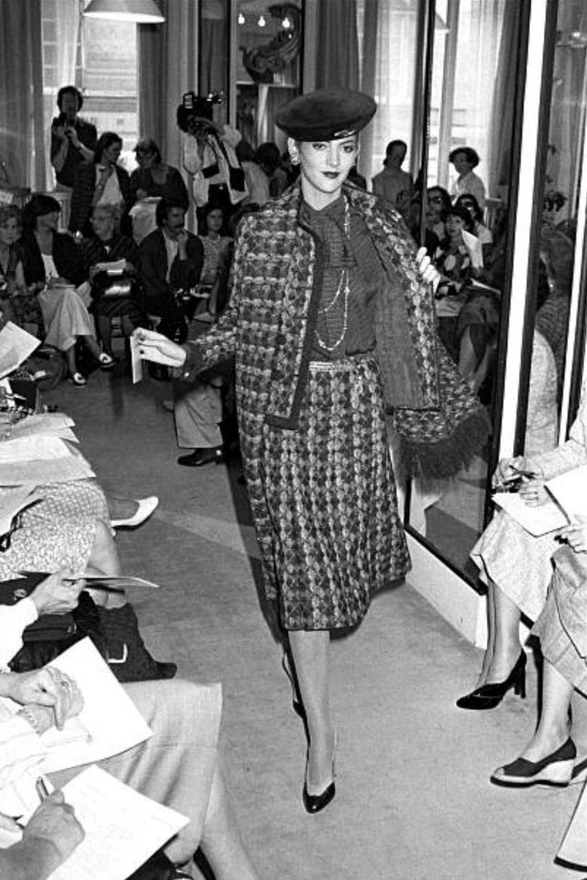 Chanel Haute Couture Tweed Suit With Scarf