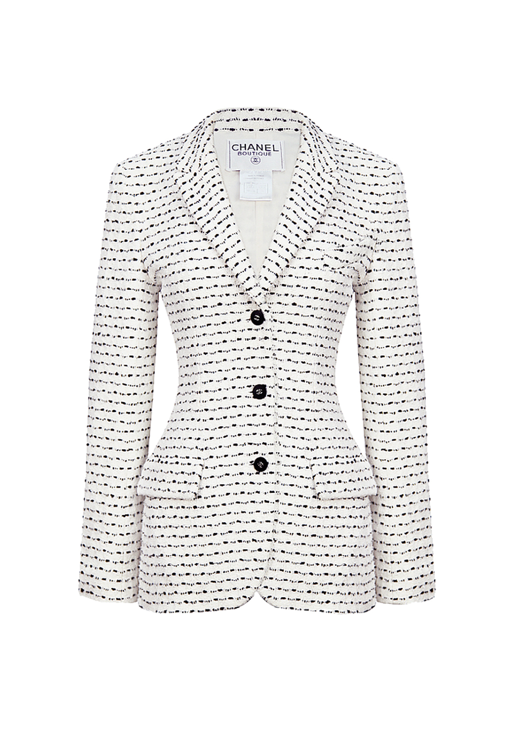 Chanel White and Black Tweed Jacket