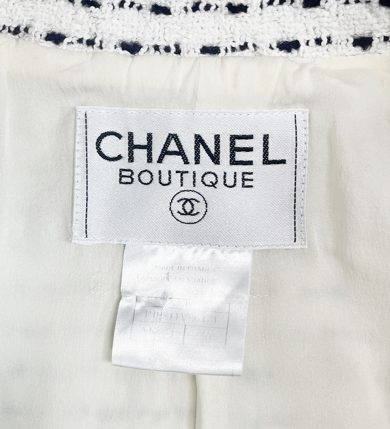 Chanel White and Black Tweed Jacket