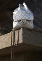 Chanel Silver Quilted Leather Backpack