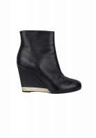Chanel Black Lambskin Leather Wedge Ankle Boots