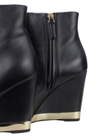 Chanel Black Lambskin Leather Wedge Ankle Boots