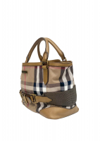 Burberry Nova Check Canvas and Camel Leather Brecon Tote Bag
