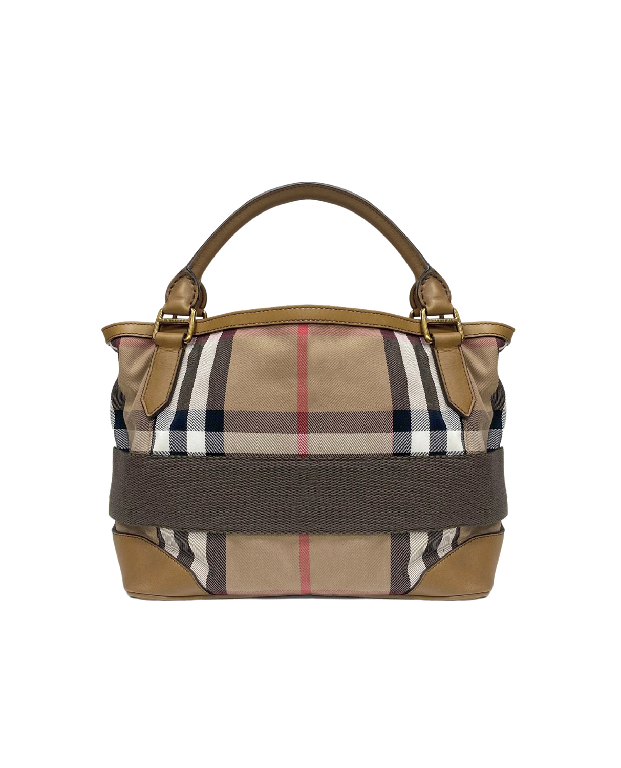 Burberry Nova Check Canvas and Camel Leather Brecon Tote Bag