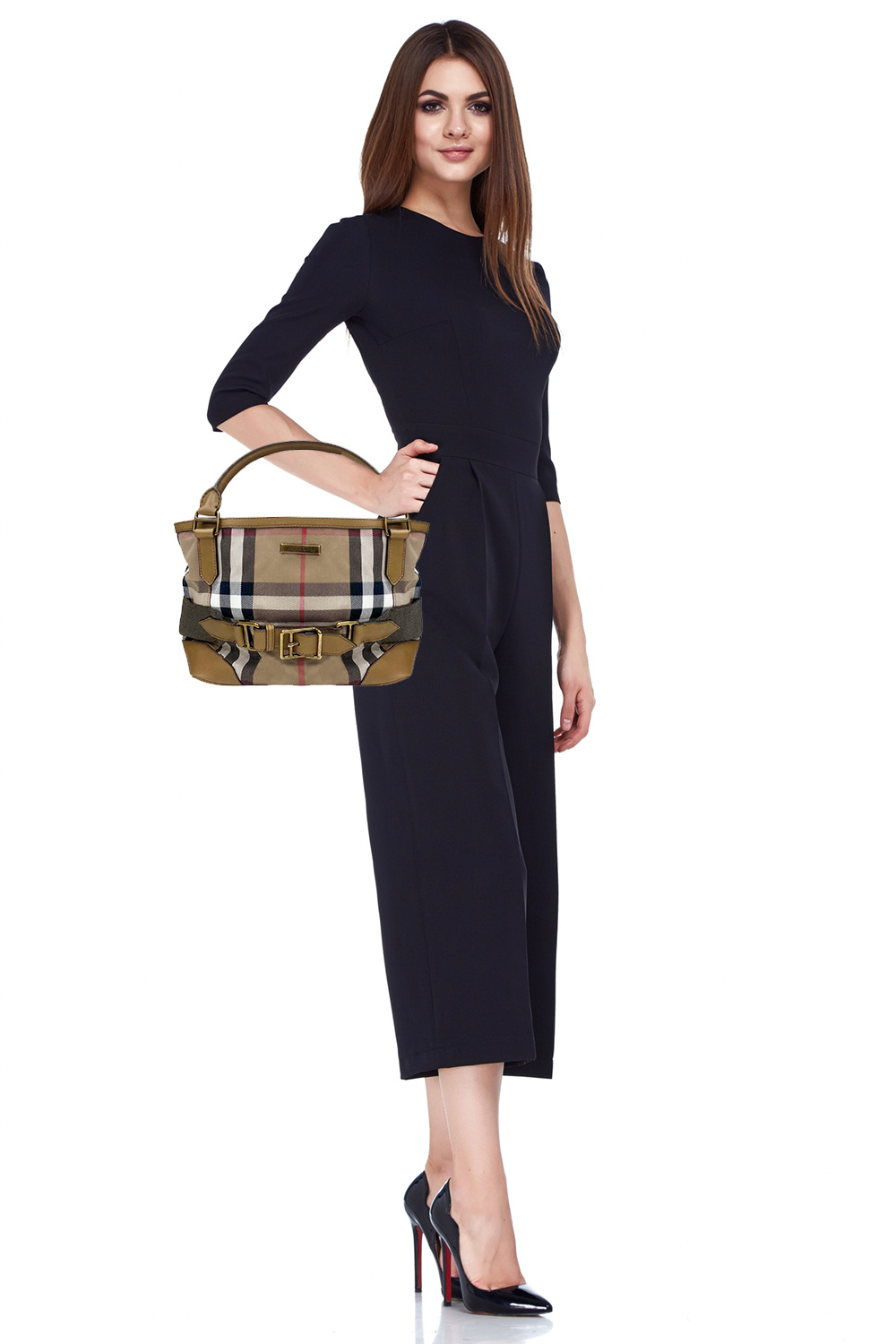 Burberry Nova Check Canvas and Camel Leather Brecon Tote Bag