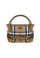 Burberry Nova Check Canvas and Camel Leather Brecon Tote Bag