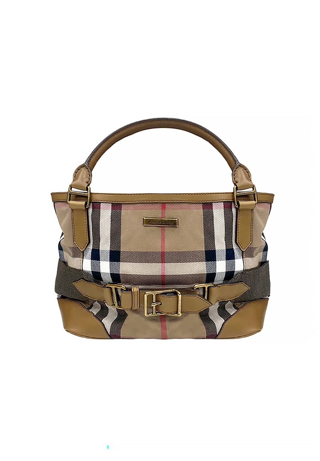 Burberry Nova Check Canvas and Camel Leather Brecon Tote Bag