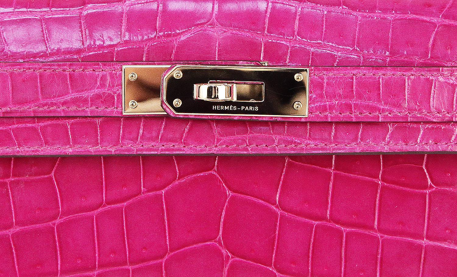 Hermès Kelly 30 Cut Rose Scheherazade Niloticus Clutch