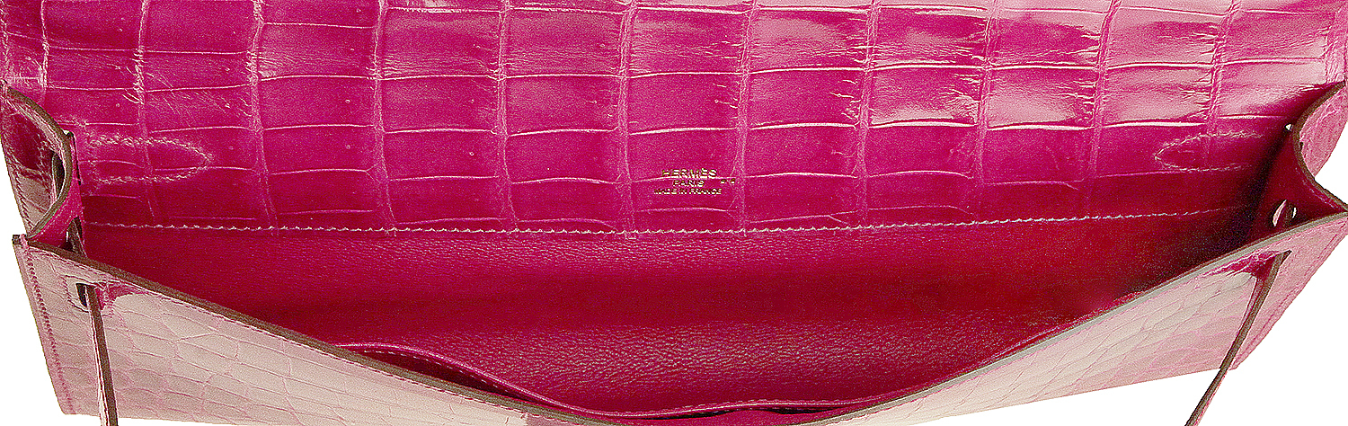 Hermès Kelly 30 Cut Rose Scheherazade Niloticus Clutch