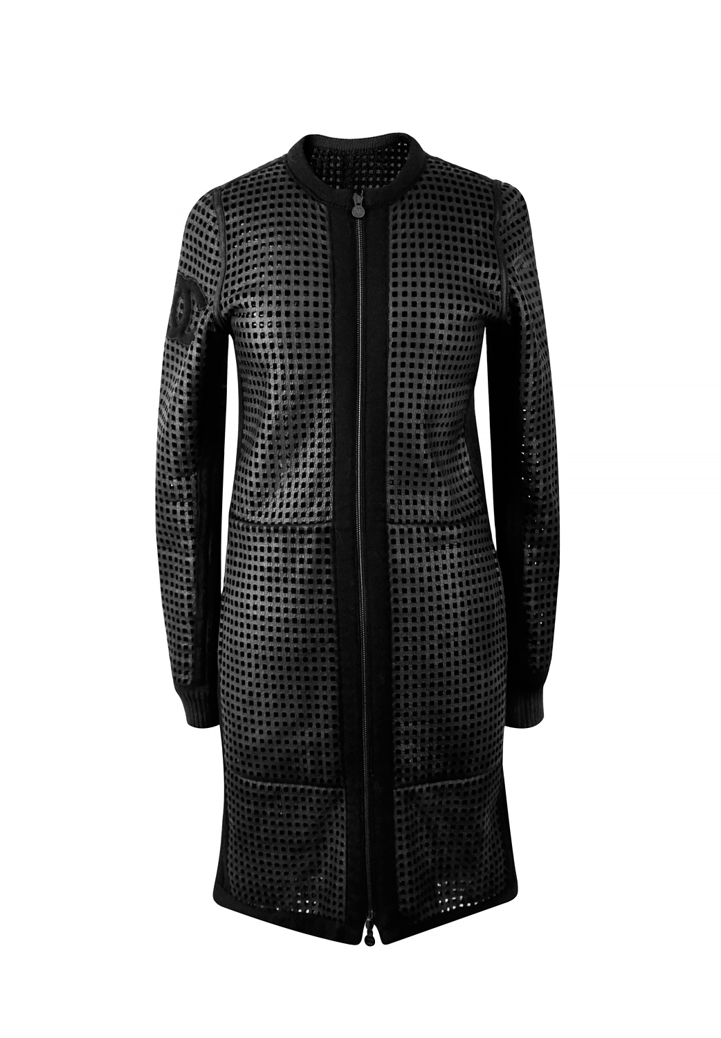 Chanel Black Perforated Sheepskin Coat