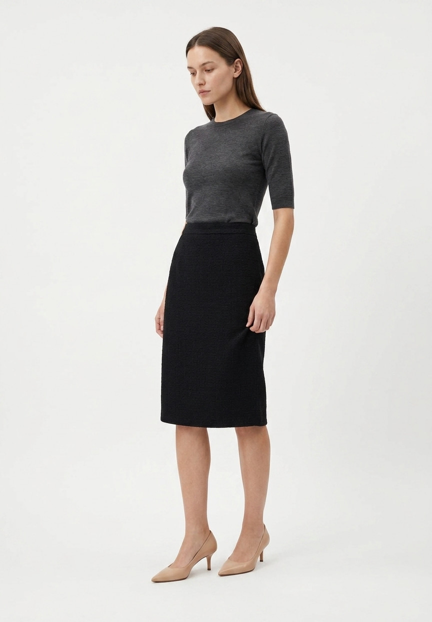 Chanel Black Tweed Skirt