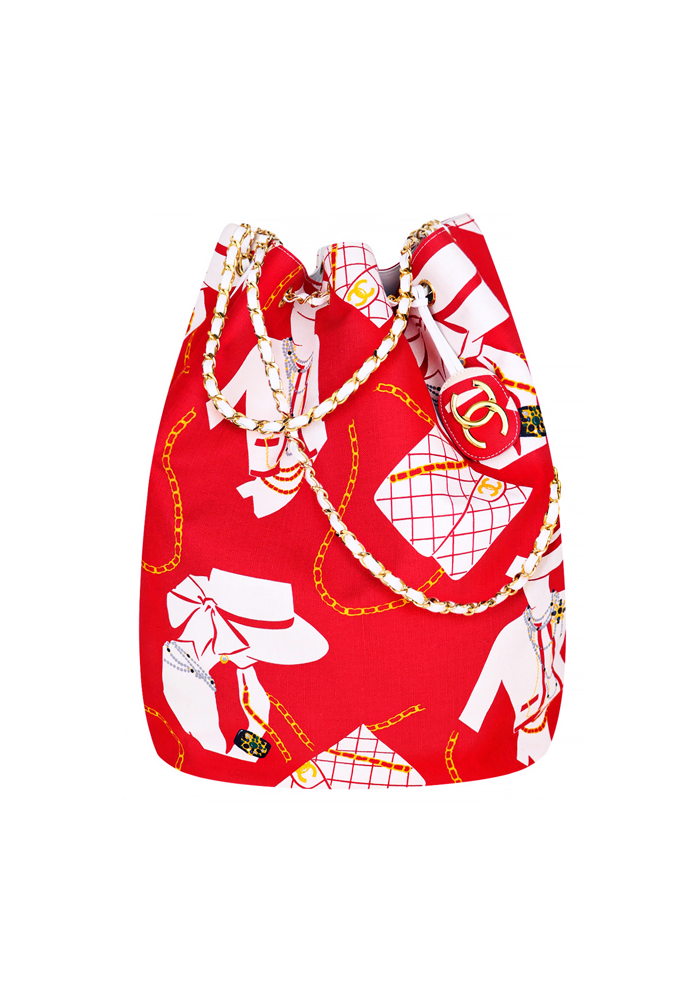 Chanel Mademoiselle Print Canvas Bucket Bag