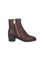 Chanel Burgundy Calfskin Double Zip Short Boots
