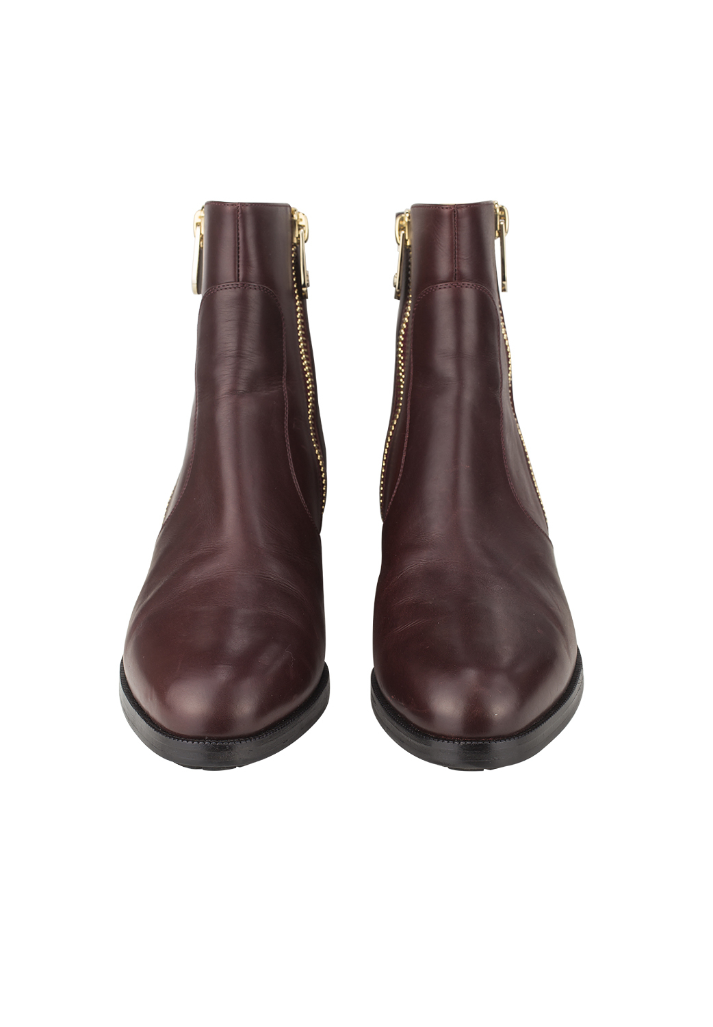 Chanel Burgundy Calfskin Double Zip Short Boots