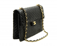 Chanel Black Straw Chain Handbag
