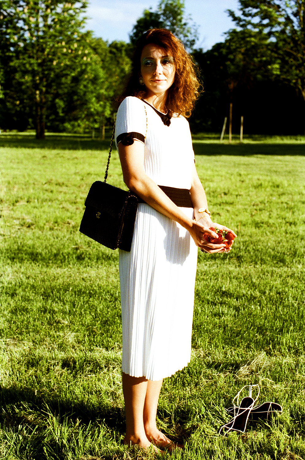 Chanel Black Straw Chain Handbag