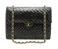 Chanel Black Straw Chain Handbag