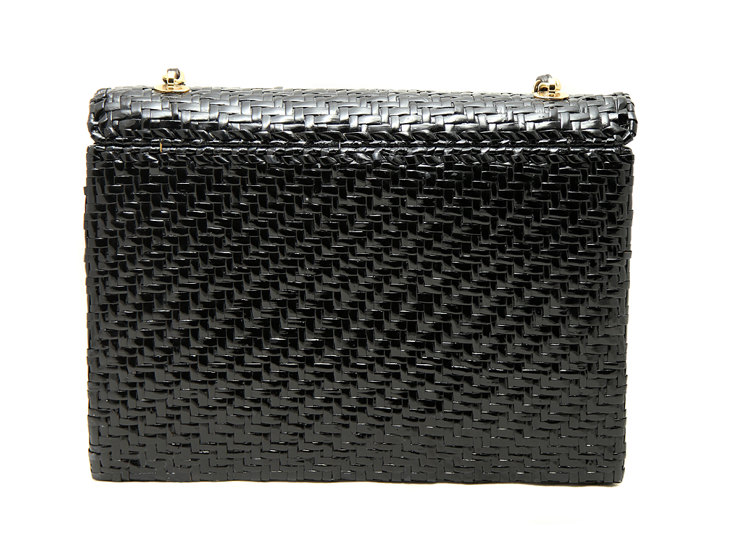 Chanel Black Straw Chain Handbag