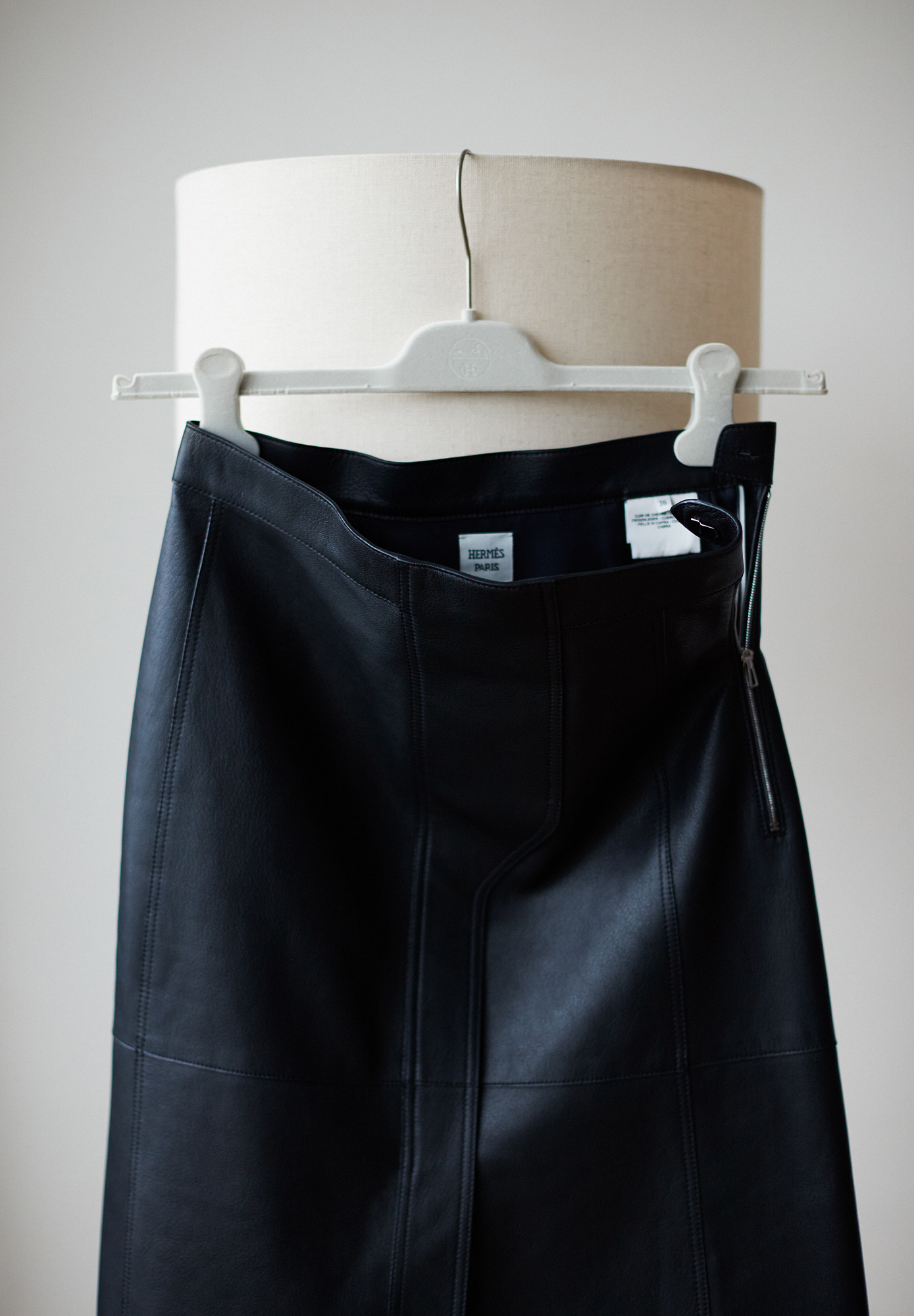Black Leather Hermès Skirt
